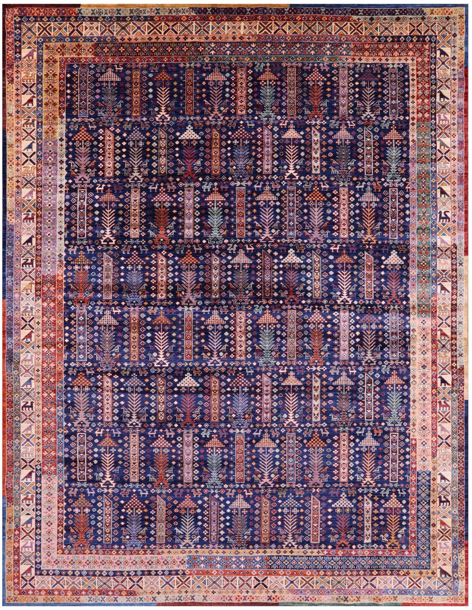 Blue Persian Fine Serapi Handmade Wool Rug - 9' 2" X 12' 1" - Golden Nile