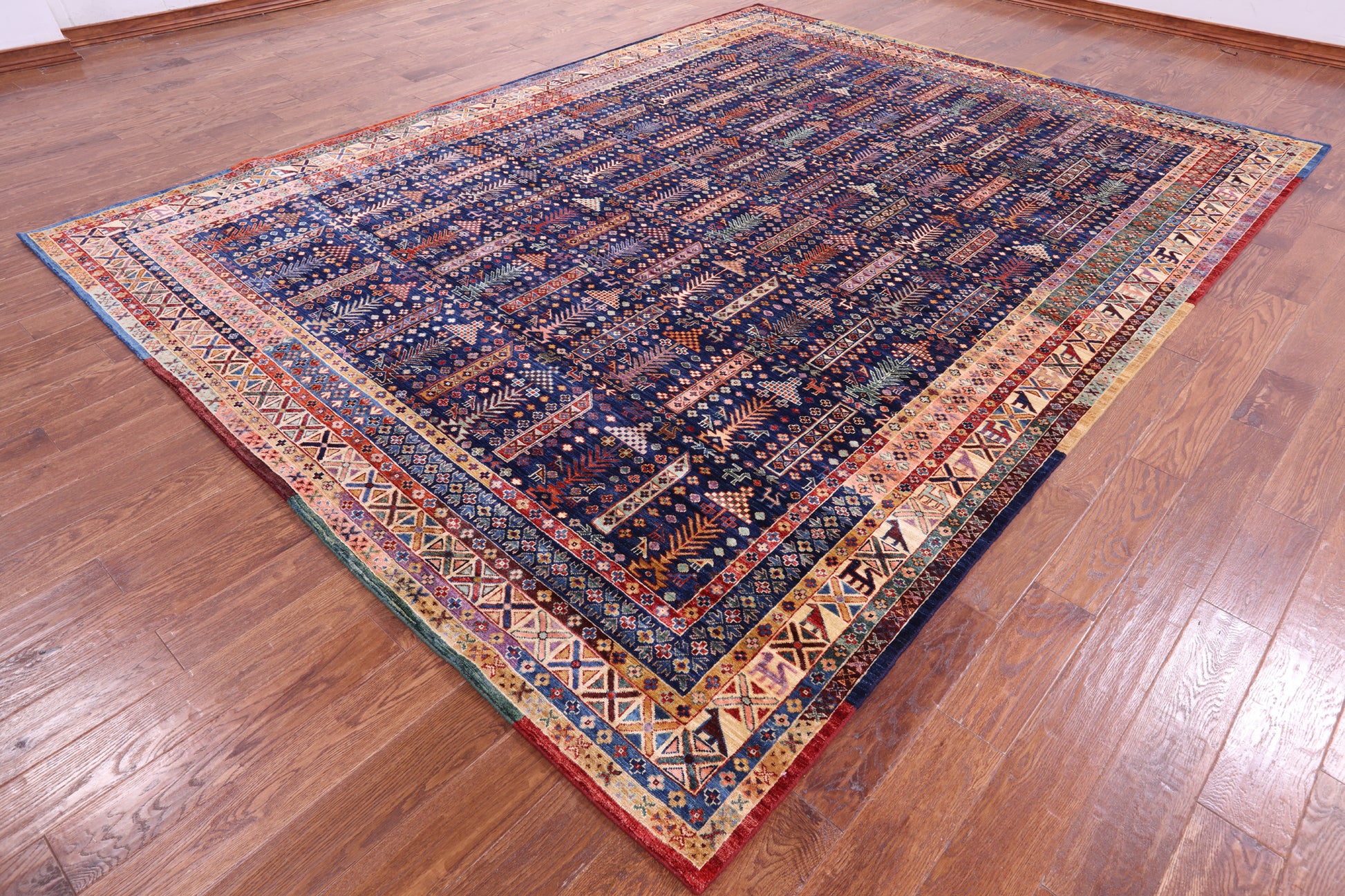 Blue Persian Fine Serapi Handmade Wool Rug - 9' 2" X 12' 1" - Golden Nile