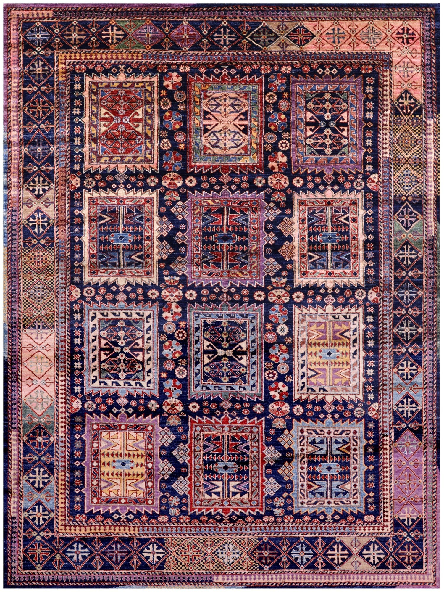 Blue Persian Fine Serapi Handmade Wool Rug - 6' 4" X 8' 7" - Golden Nile
