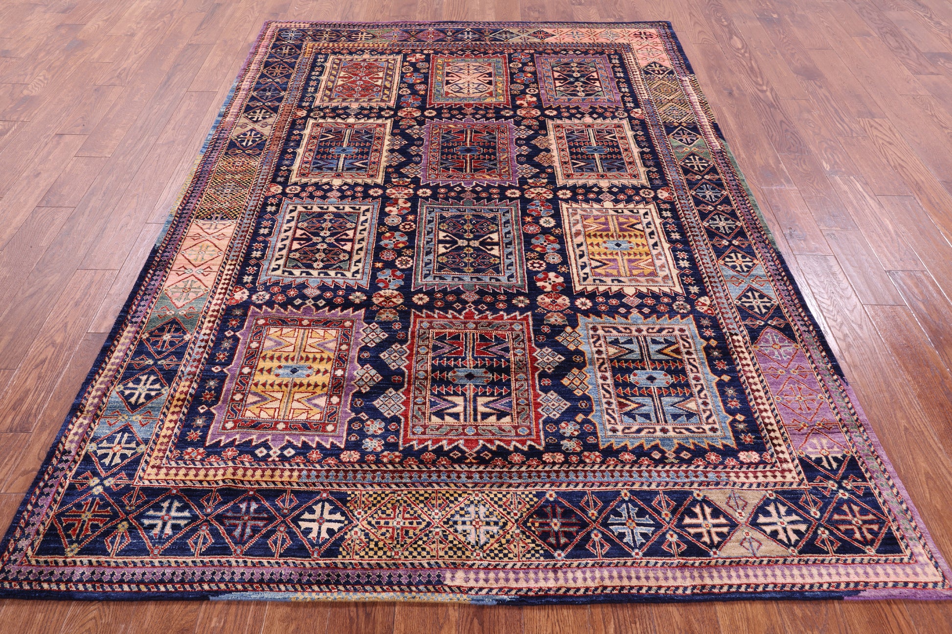 Blue Persian Fine Serapi Handmade Wool Rug - 6' 4" X 8' 7" - Golden Nile