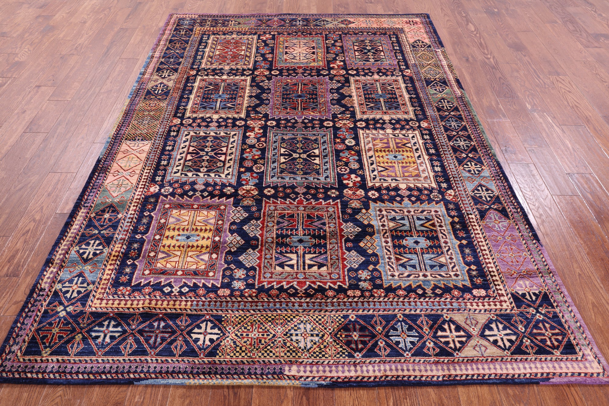 Blue Persian Fine Serapi Handmade Wool Rug - 6' 4" X 8' 7" - Golden Nile