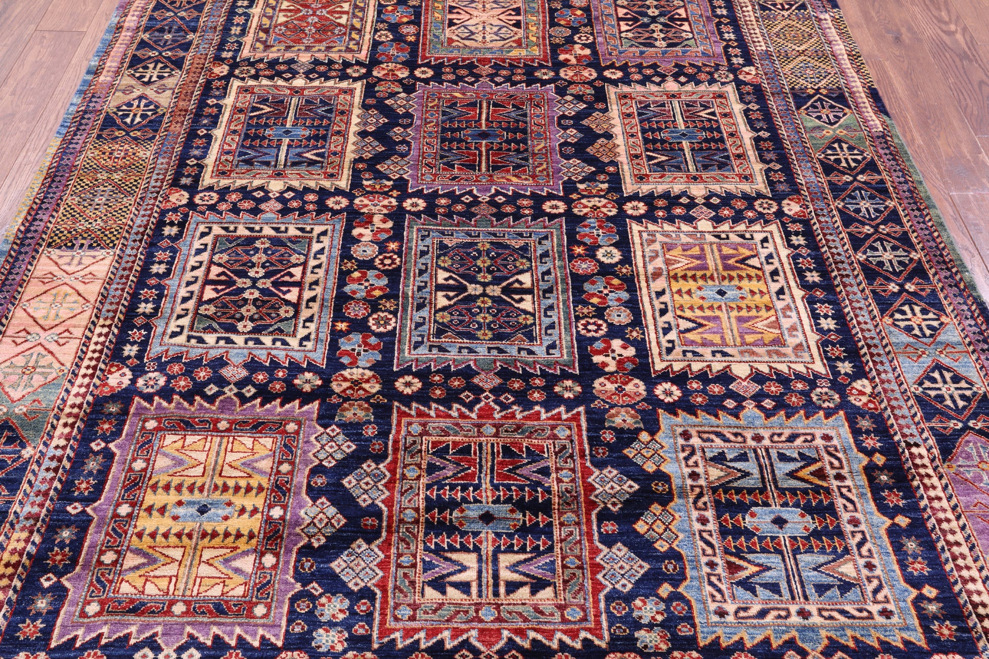 Blue Persian Fine Serapi Handmade Wool Rug - 6' 4" X 8' 7" - Golden Nile