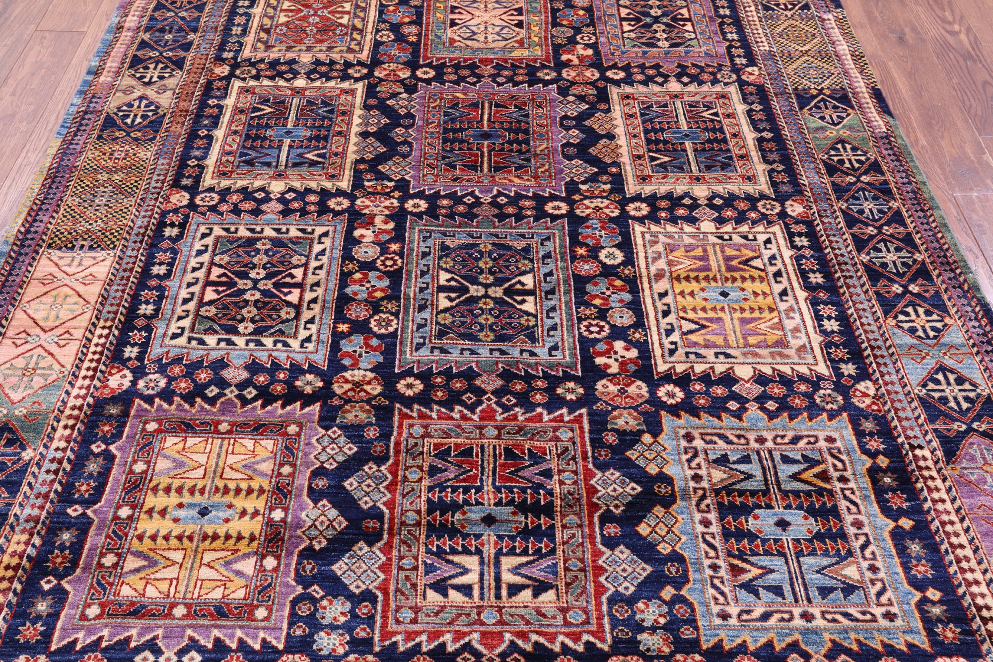Blue Persian Fine Serapi Handmade Wool Rug - 6' 4" X 8' 7" - Golden Nile