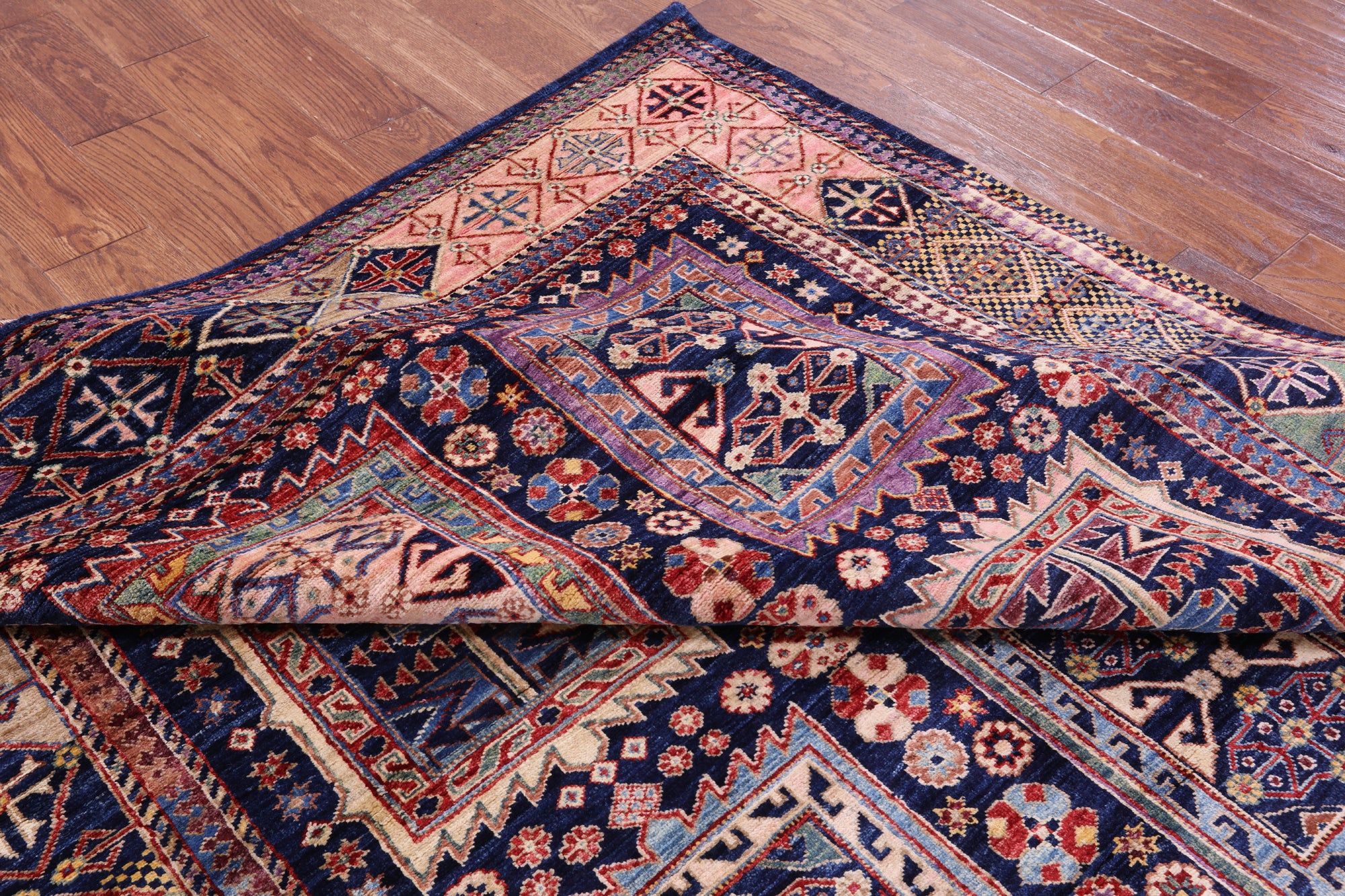 Blue Persian Fine Serapi Handmade Wool Rug - 6' 4" X 8' 7" - Golden Nile