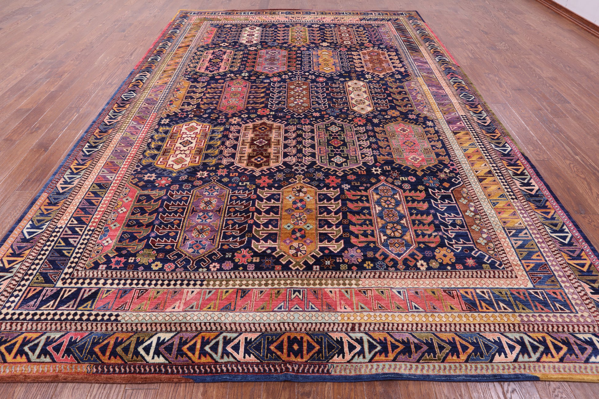 Blue Persian Fine Serapi Hand Knotted Wool Rug - 9' 10" X 13' 8" - Golden Nile