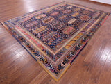 Blue Persian Fine Serapi Hand Knotted Wool Rug - 9' 10" X 13' 8" - Golden Nile
