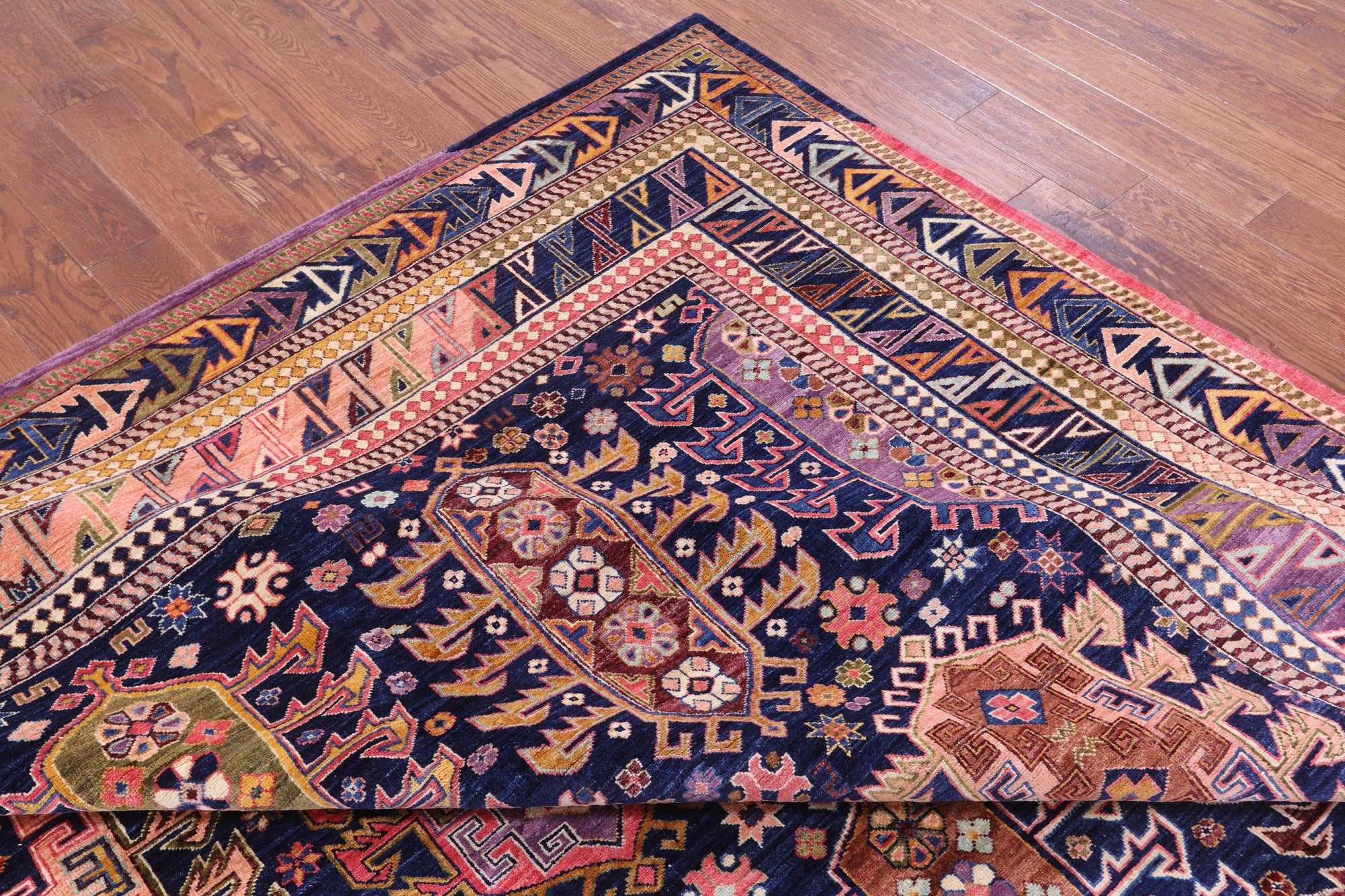 Blue Persian Fine Serapi Hand Knotted Wool Rug - 9' 10" X 13' 8" - Golden Nile