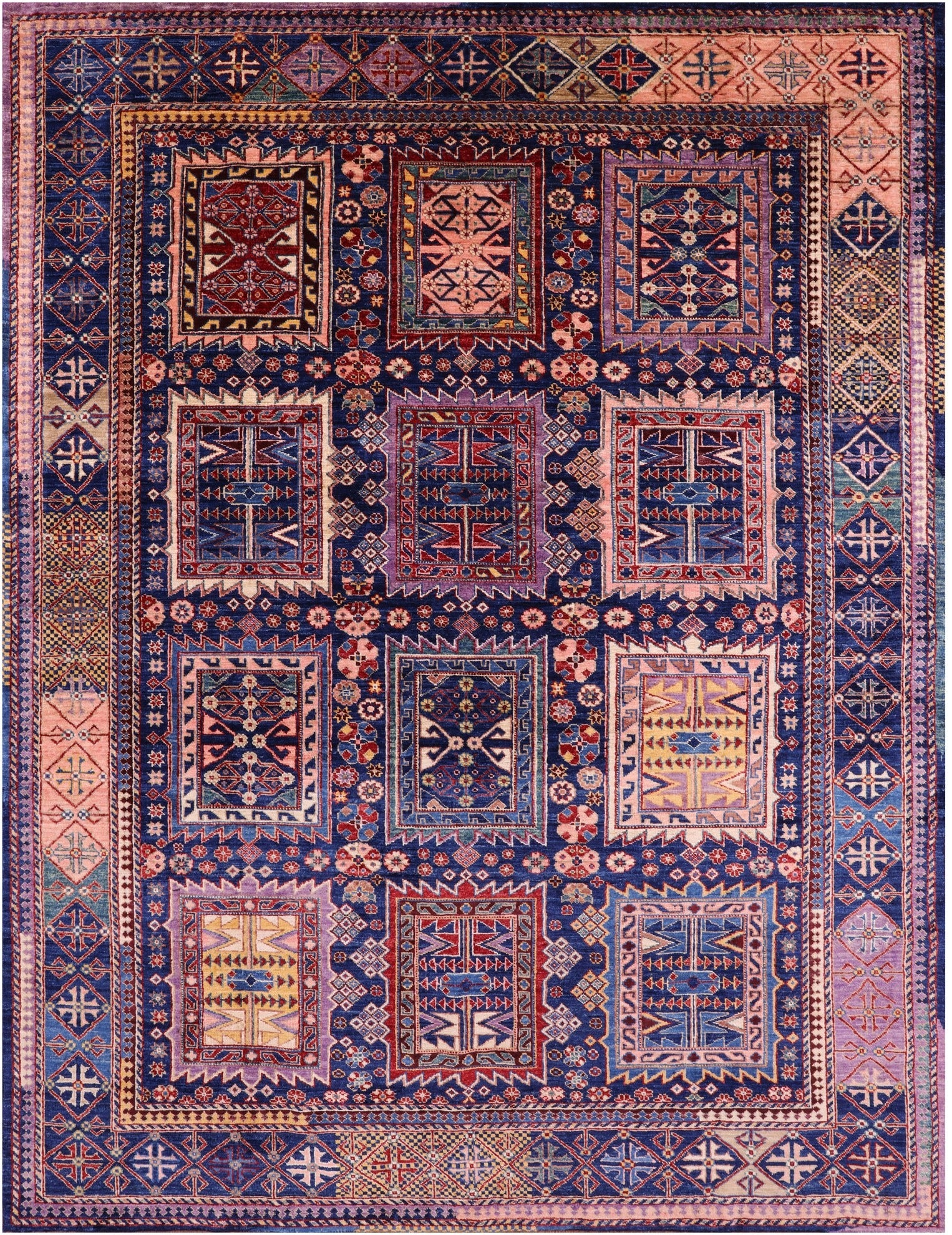 Blue Persian Fine Serapi Hand Knotted Wool Rug - 6' 5" X 8' 4" - Golden Nile