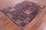 Blue Persian Fine Serapi Hand Knotted Wool Rug - 6' 5" X 8' 4" - Golden Nile
