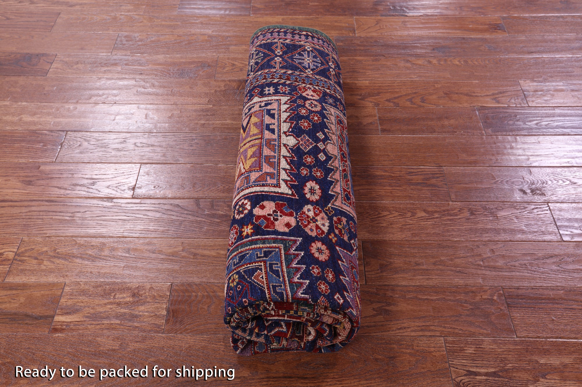 Blue Persian Fine Serapi Hand Knotted Wool Rug - 6' 5" X 8' 4" - Golden Nile