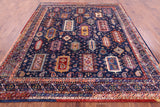 Blue Persian Fine Serapi Hand Knotted Wool Rug - 8' 2" X 9' 6" - Golden Nile
