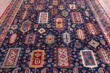 Blue Persian Fine Serapi Hand Knotted Wool Rug - 8' 2" X 9' 6" - Golden Nile