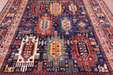 Blue Persian Fine Serapi Hand Knotted Wool Rug - 8' 0" X 9' 11" - Golden Nile