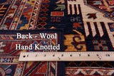 Blue Persian Fine Serapi Hand Knotted Wool Rug - 8' 0" X 9' 11" - Golden Nile