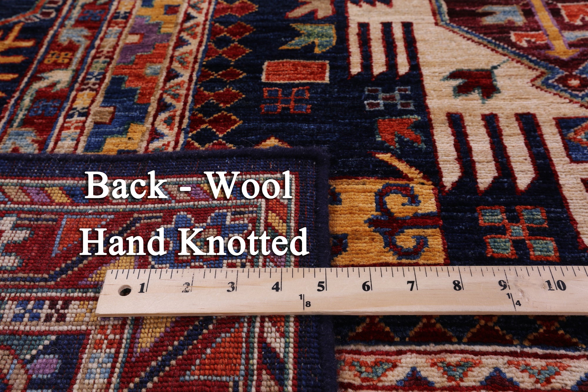 Blue Persian Fine Serapi Hand Knotted Wool Rug - 8' 0" X 9' 11" - Golden Nile