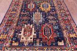 Blue Persian Fine Serapi Hand Knotted Wool Rug - 4' 11" X 7' 3" - Golden Nile