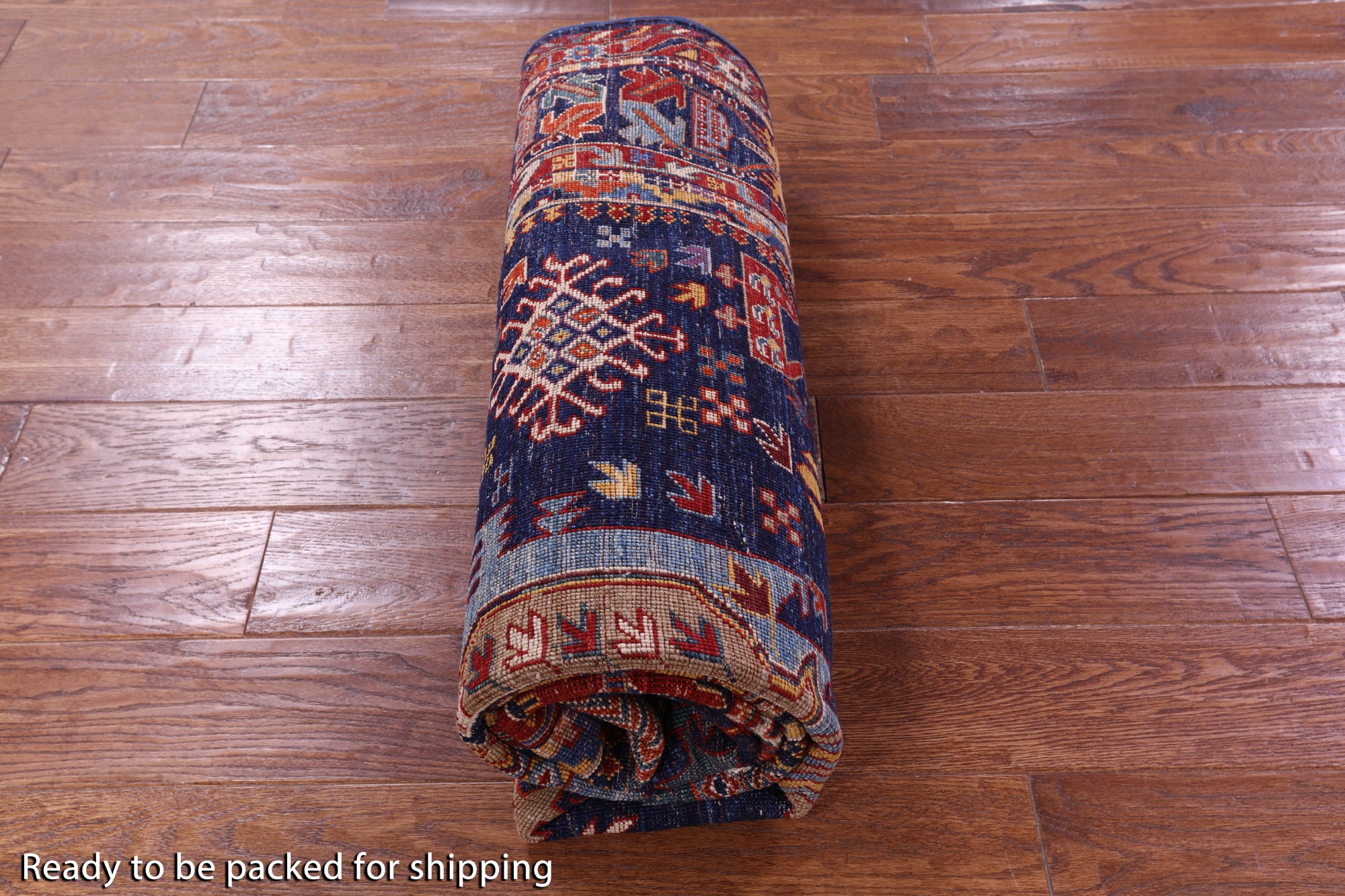 Blue Persian Fine Serapi Hand Knotted Wool Rug - 4' 11" X 7' 3" - Golden Nile