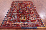 Red Persian Fine Serapi Hand Knotted Wool Rug - 4' 10" X 6' 11" - Golden Nile