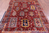 Red Persian Fine Serapi Hand Knotted Wool Rug - 4' 10" X 6' 11" - Golden Nile