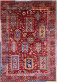 Red Persian Fine Serapi Hand Knotted Wool Rug - 4' 10" X 6' 11" - Golden Nile