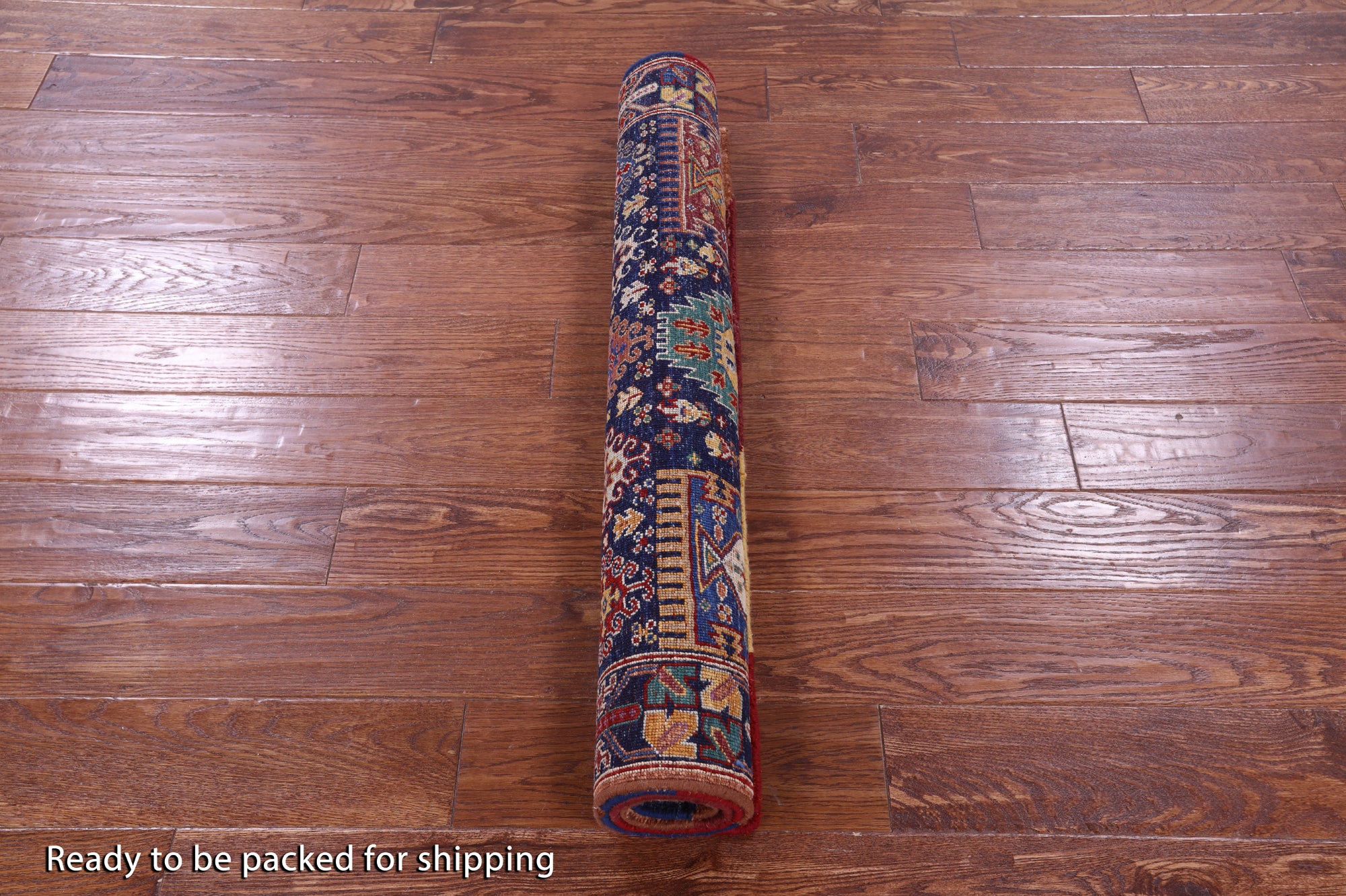 Blue Persian Fine Serapi Hand Knotted Wool Rug - 3' 4" X 4' 9" - Golden Nile
