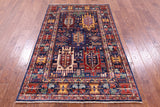 Blue Persian Fine Serapi Hand Knotted Wool Rug - 3' 11" X 6' 3" - Golden Nile