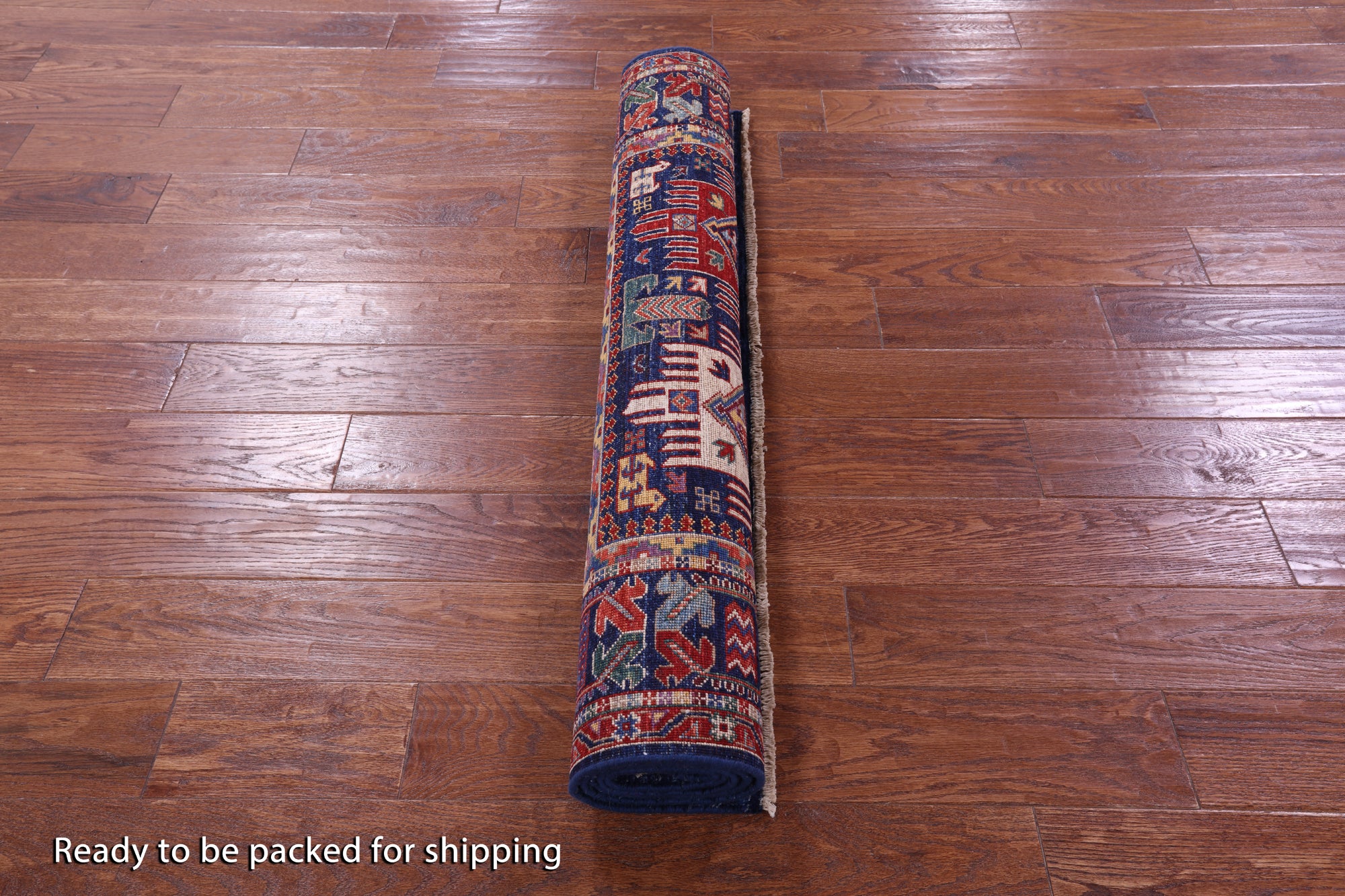 Blue Persian Fine Serapi Hand Knotted Wool Rug - 3' 11" X 6' 3" - Golden Nile