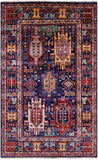 Blue Persian Fine Serapi Hand Knotted Wool Rug - 3' 11" X 6' 3" - Golden Nile
