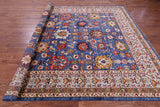 Blue Persian Fine Serapi Hand Knotted Wool Rug - 8' 11" X 11' 5" - Golden Nile