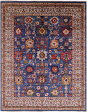 Blue Persian Fine Serapi Hand Knotted Wool Rug - 8' 11" X 11' 5" - Golden Nile