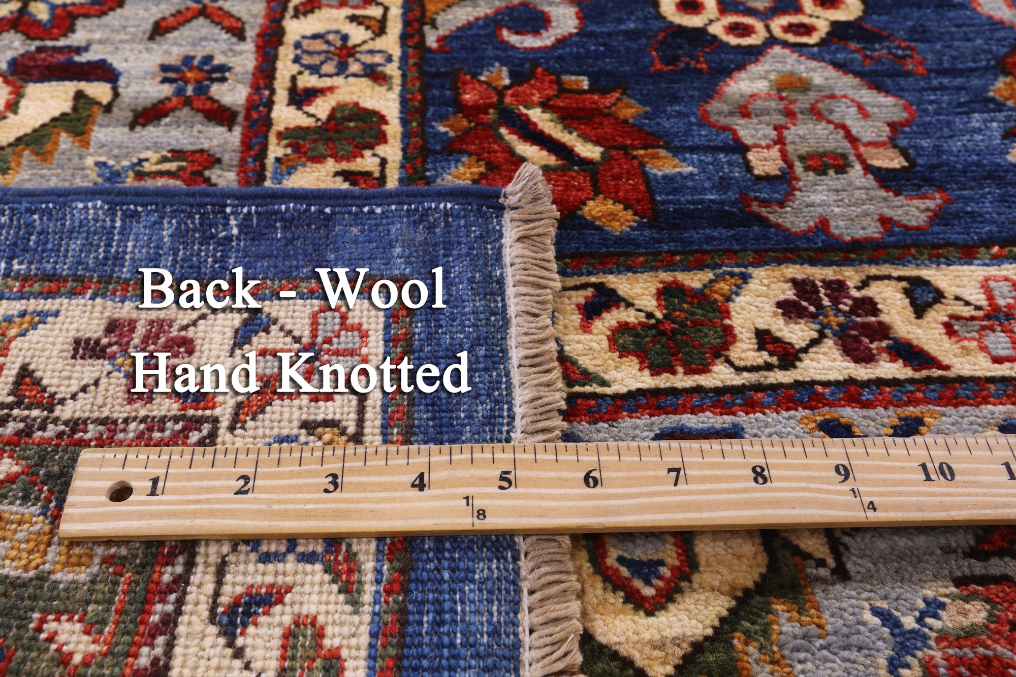 Blue Persian Fine Serapi Hand Knotted Wool Rug - 8' 11" X 11' 5" - Golden Nile