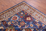 Blue Persian Fine Serapi Hand Knotted Wool Rug - 8' 11" X 11' 5" - Golden Nile