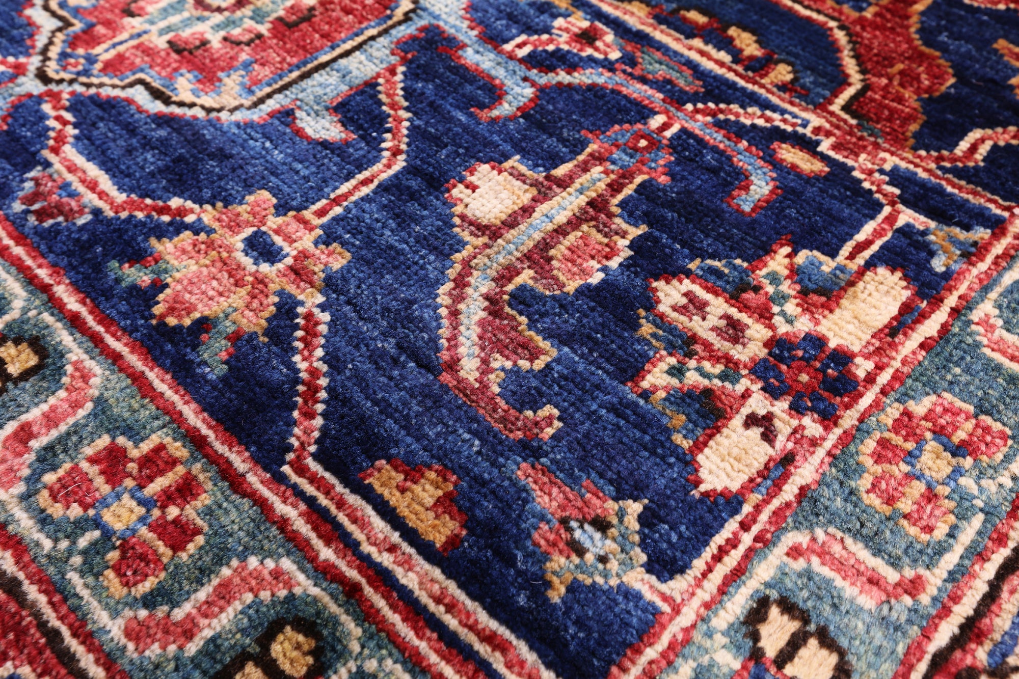 Blue Persian Fine Serapi Hand Knotted Wool Rug - 9' 10" X 13' 8" - Golden Nile