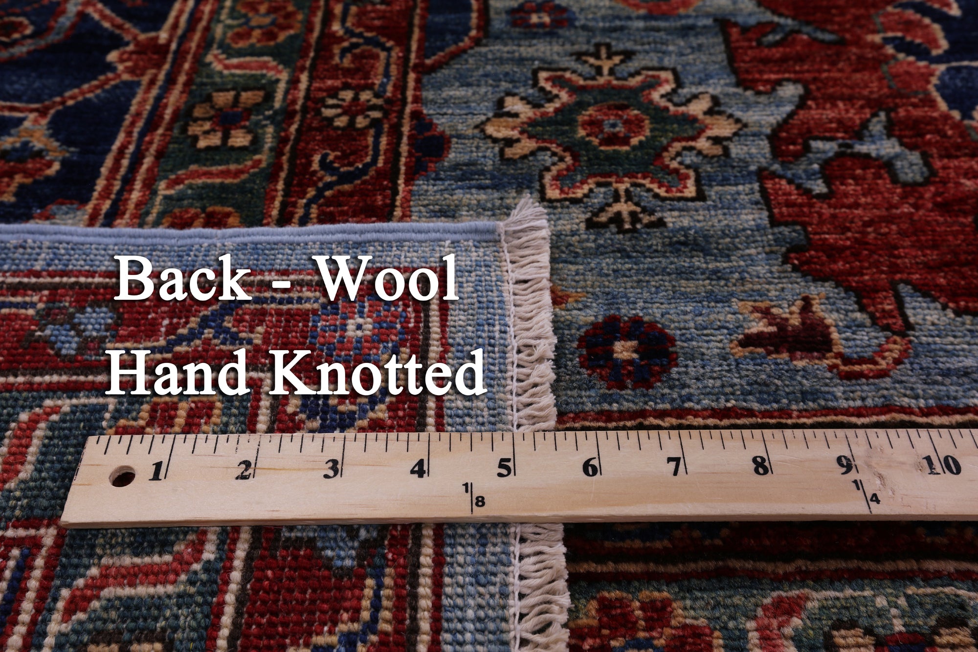 Blue Persian Fine Serapi Hand Knotted Wool Rug - 9' 10" X 13' 8" - Golden Nile