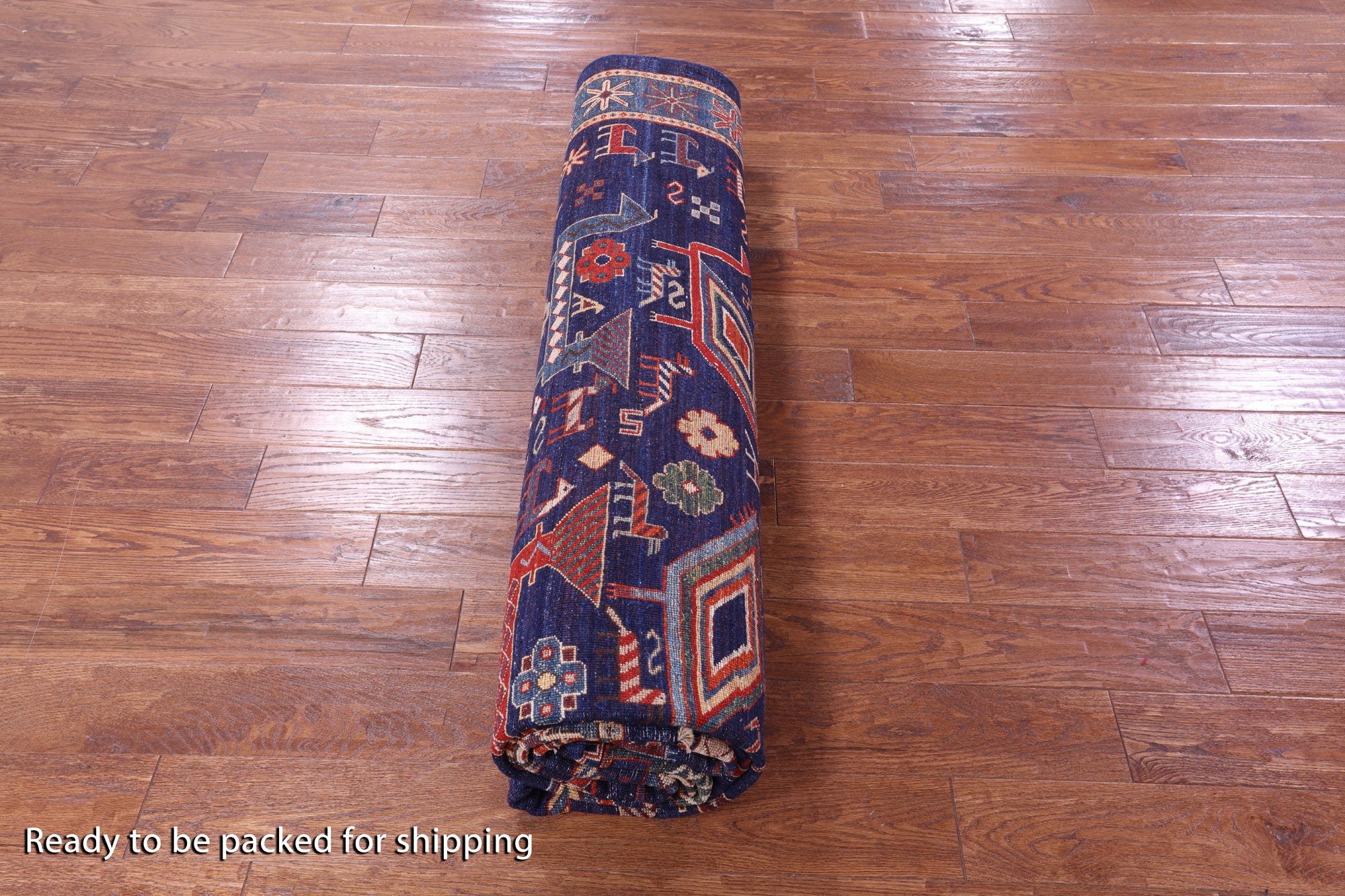 Blue Persian Fine Serapi Hand Knotted Wool Rug - 9' 1" X 11' 10" - Golden Nile