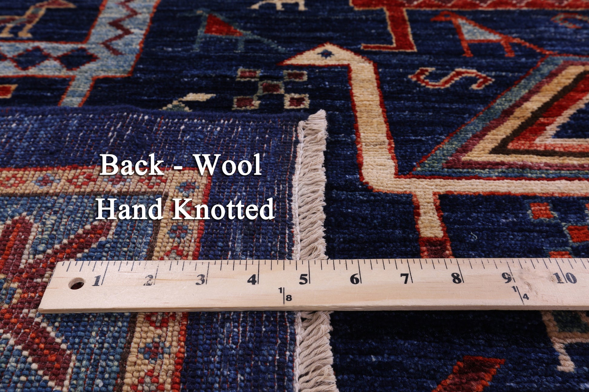 Blue Persian Fine Serapi Hand Knotted Wool Rug - 9' 1" X 11' 10" - Golden Nile