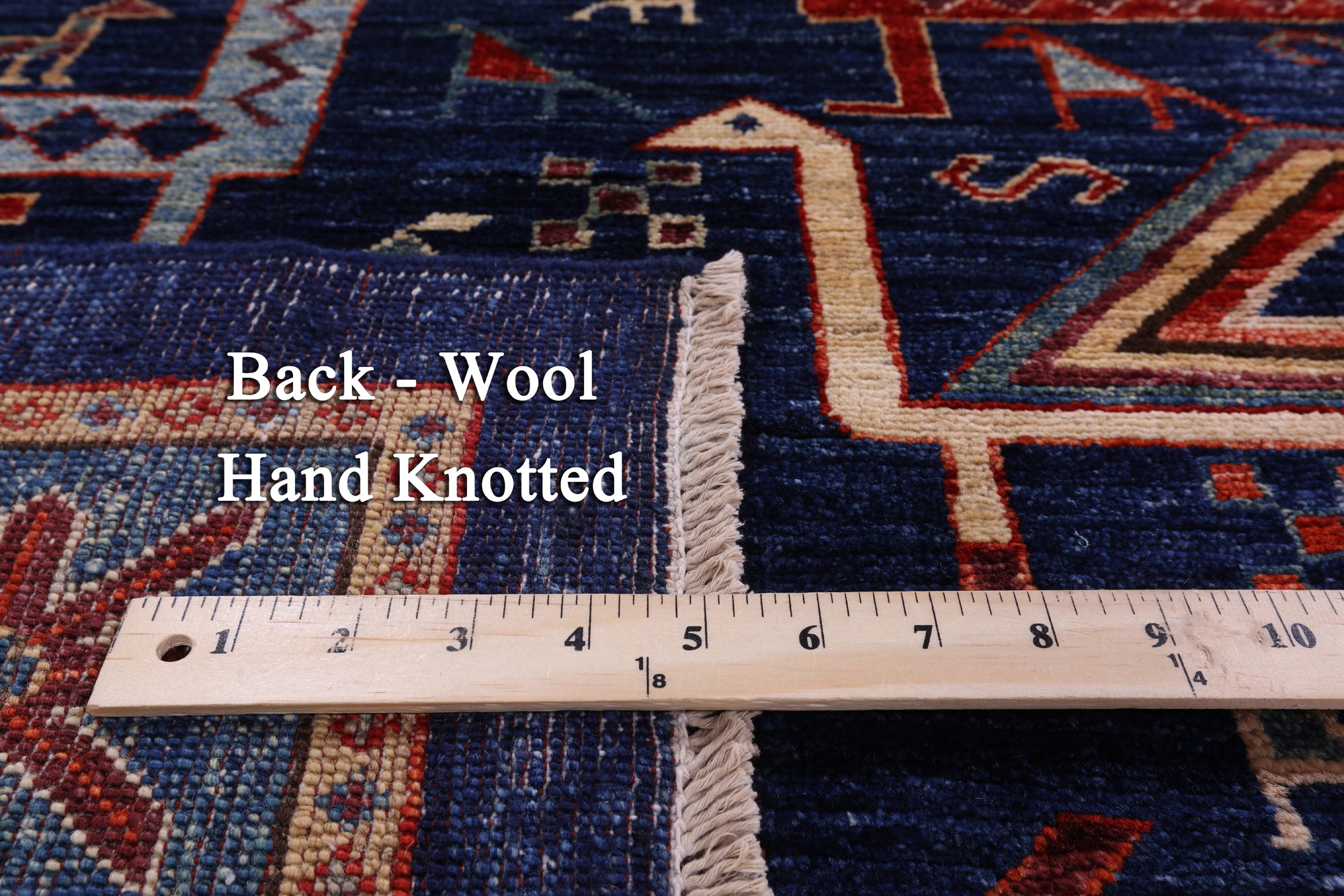 Blue Persian Fine Serapi Hand Knotted Wool Rug - 9' 1" X 11' 10" - Golden Nile