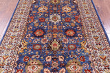 Blue Persian Fine Serapi Hand Knotted Wool Rug - 5' 9" X 8' 11" - Golden Nile