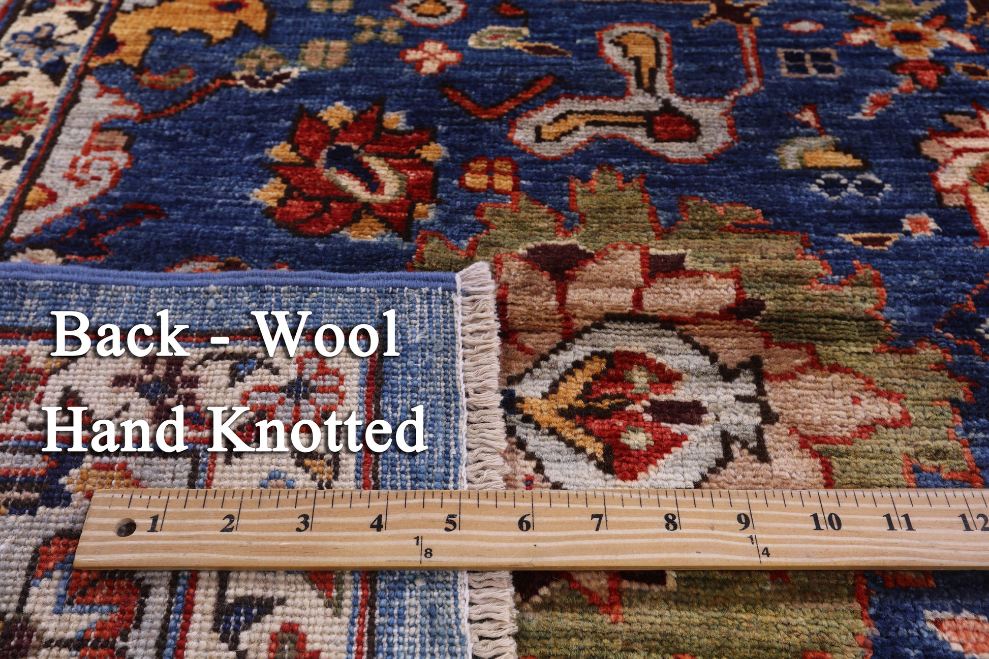 Blue Persian Fine Serapi Hand Knotted Wool Rug - 5' 9" X 8' 11" - Golden Nile