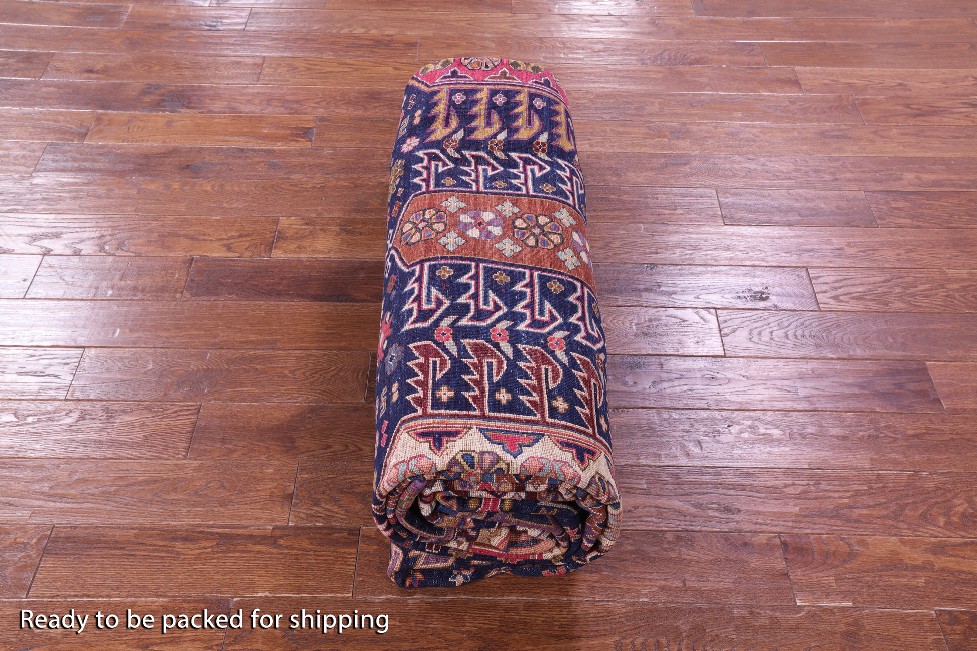 Blue Persian Fine Serapi Hand Knotted Wool Rug - 10' 2" X 13' 11" - Golden Nile