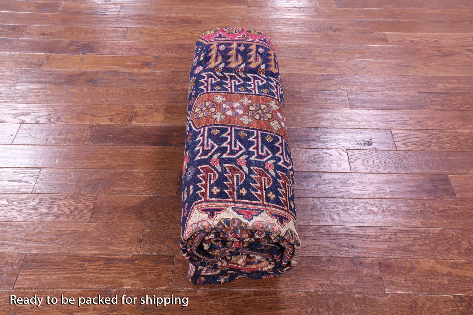 Blue Persian Fine Serapi Hand Knotted Wool Rug - 10' 2" X 13' 11" - Golden Nile