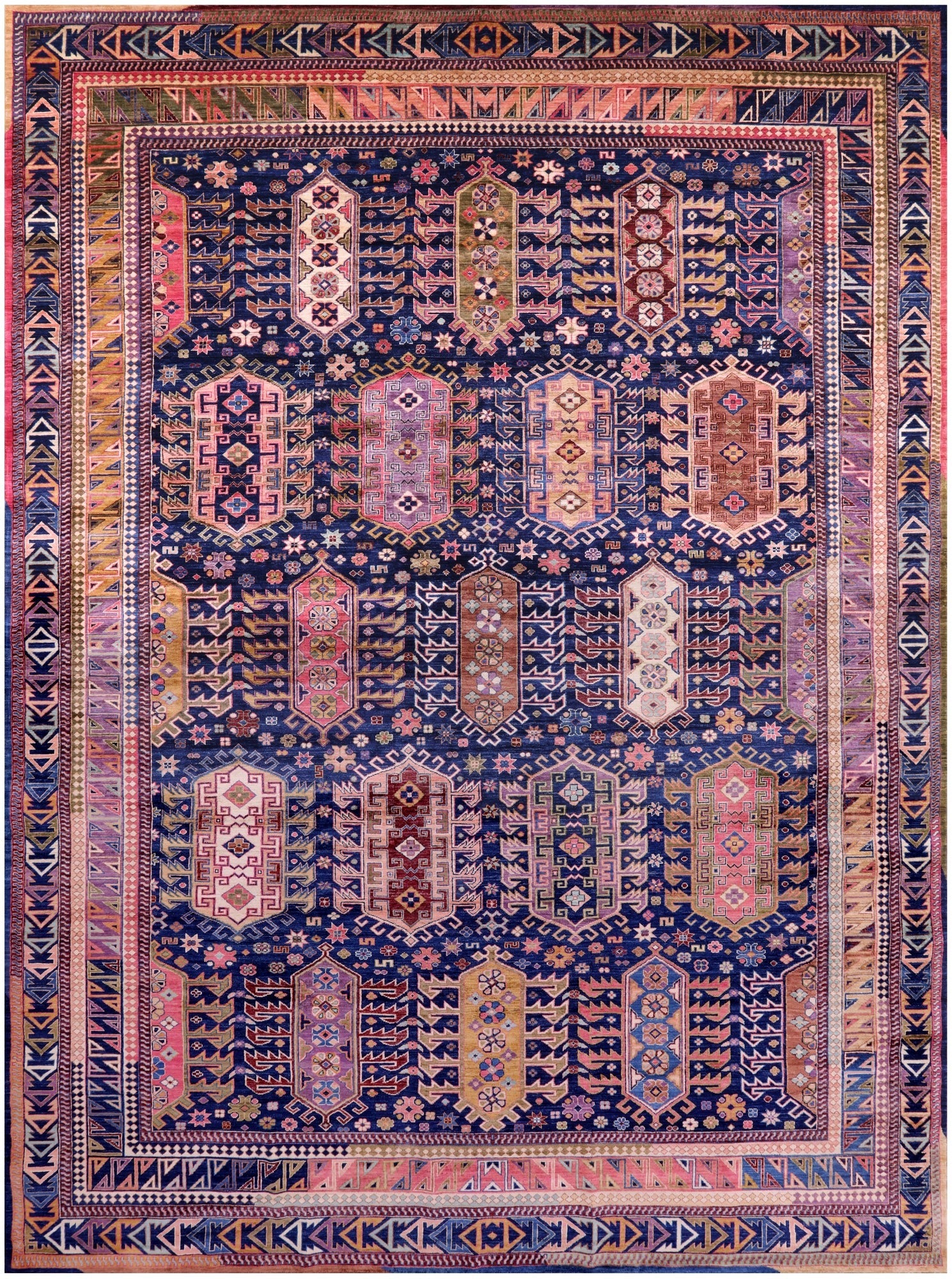 Blue Persian Fine Serapi Hand Knotted Wool Rug - 10' 2" X 13' 11" - Golden Nile