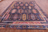 Blue Persian Fine Serapi Hand Knotted Wool Rug - 10' 2" X 13' 11" - Golden Nile