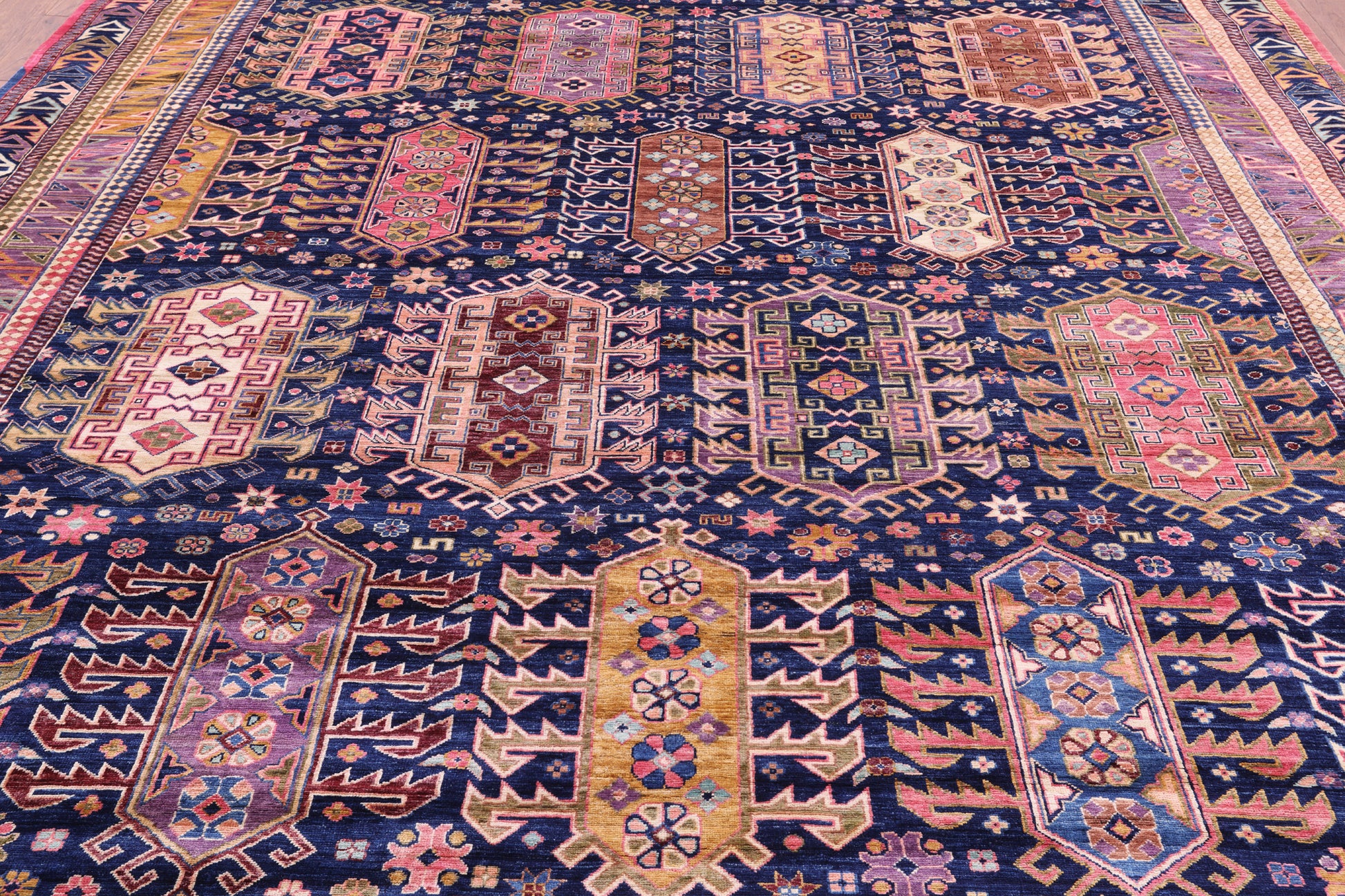 Blue Persian Fine Serapi Hand Knotted Wool Rug - 10' 2" X 13' 11" - Golden Nile