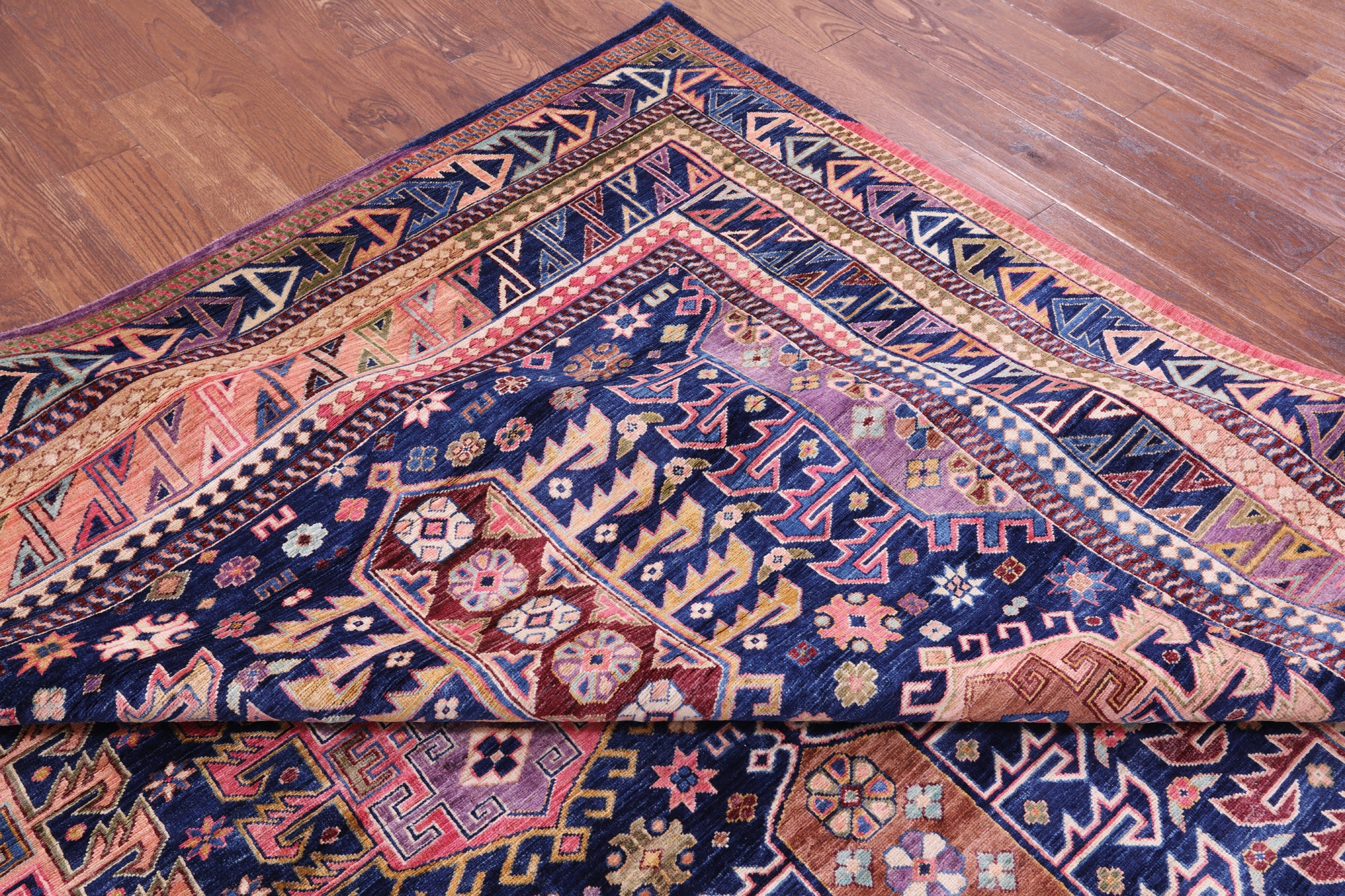 Blue Persian Fine Serapi Hand Knotted Wool Rug - 10' 2" X 13' 11" - Golden Nile