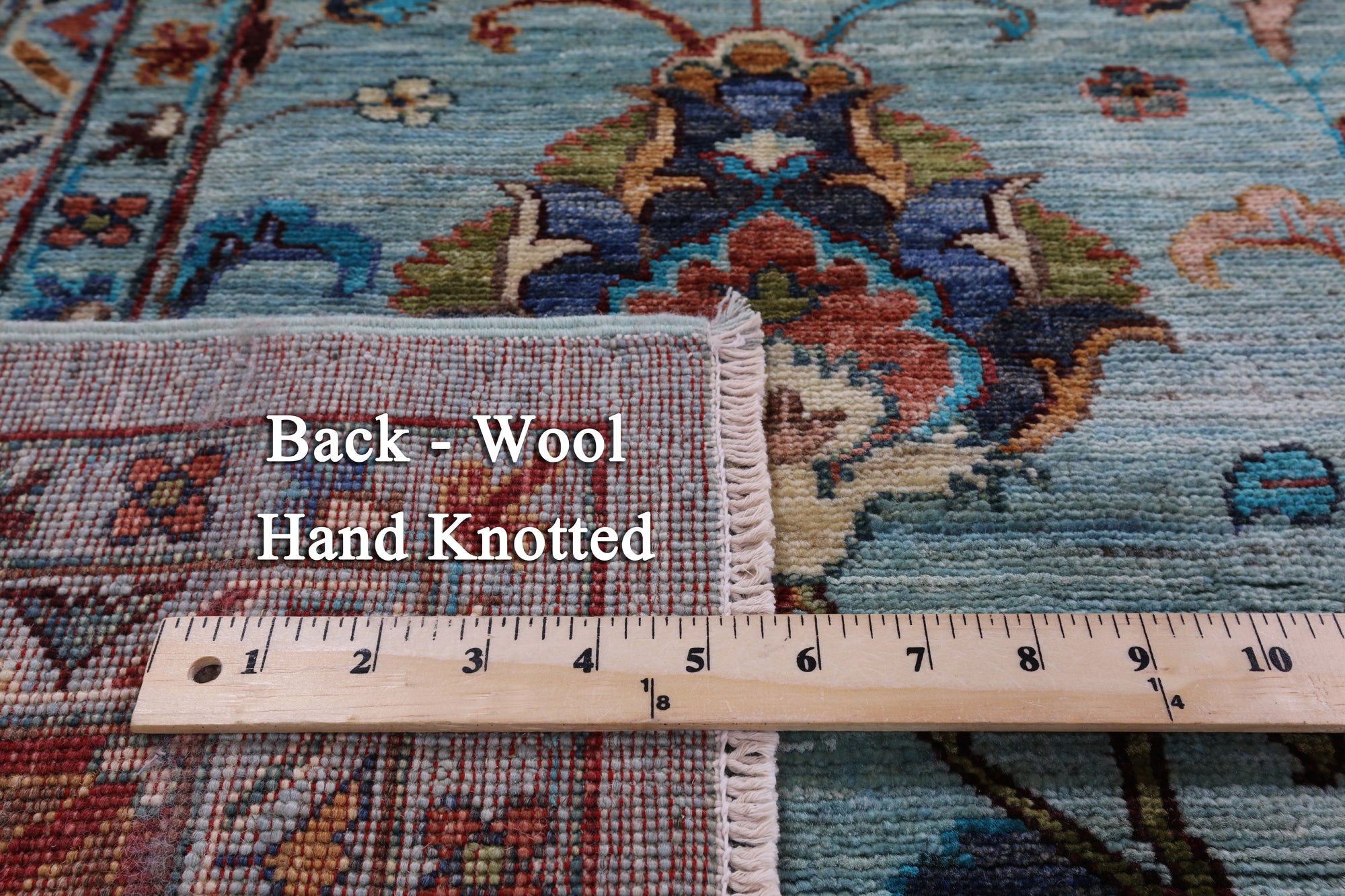 Blue Peshawar Hand Knotted Wool Rug - 8' 4" X 10' 2" - Golden Nile