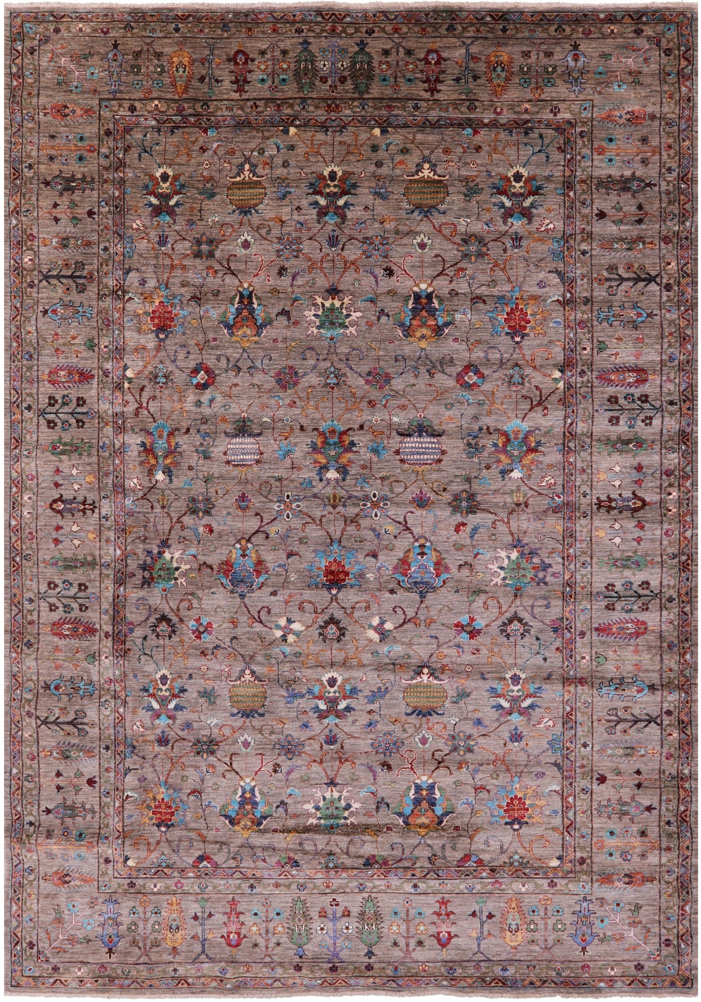 Peshawar Hand Knotted Wool Rug - 8' 6" X 12' 3" - Golden Nile