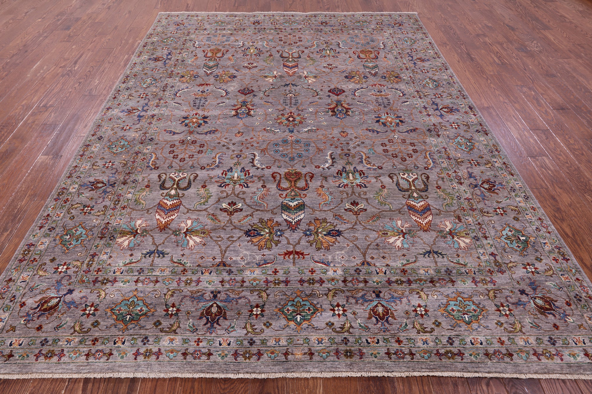 Grey Peshawar Hand Knotted Wool Rug - 8' 1" X 10' 4" - Golden Nile
