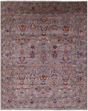 Grey Peshawar Hand Knotted Wool Rug - 8' 1" X 10' 4" - Golden Nile