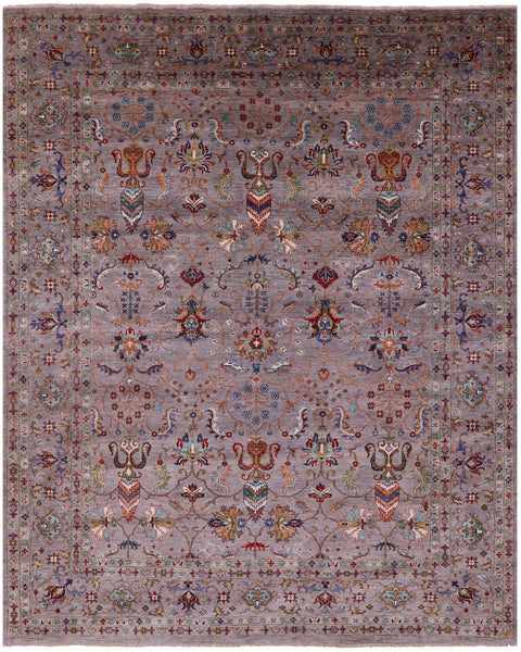 Grey Peshawar Hand Knotted Wool Rug - 8' 1" X 10' 4" - Golden Nile